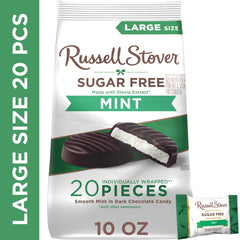 RUSSELL STOVER Sugar Free Dark Chocolate Mint Candy, 10 oz. bag