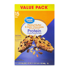(2 Pack) Great Value Peanut Butter and Dark Chocolate Protein Bars