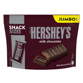 Hershey's Milk Chocolate Snack Size Candy, Jumbo Pack 18 oz
