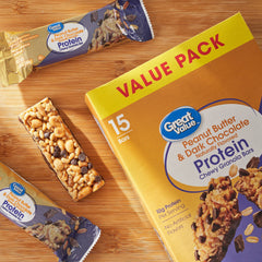 (2 Pack) Great Value Peanut Butter and Dark Chocolate Protein Bars