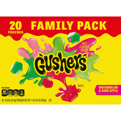Gushers Fruit Flavored Snacks, Halloween, Watermelon and Sour Apple Flavor, 20 Count, 16 oz