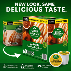 Green Mountain Coffee Roasters, Caramel Vanilla Cream Light Roast K-Cup Coffee Pods, 60 Count