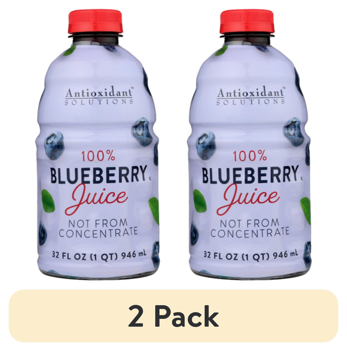 Antioxidant Solutions 100% Blueberry Juice Not from Concentrate, 32 fl