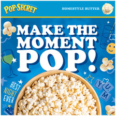 Pop Secret Microwave Popcorn, Homestyle Butter Flavor, 3.2 oz Sharing