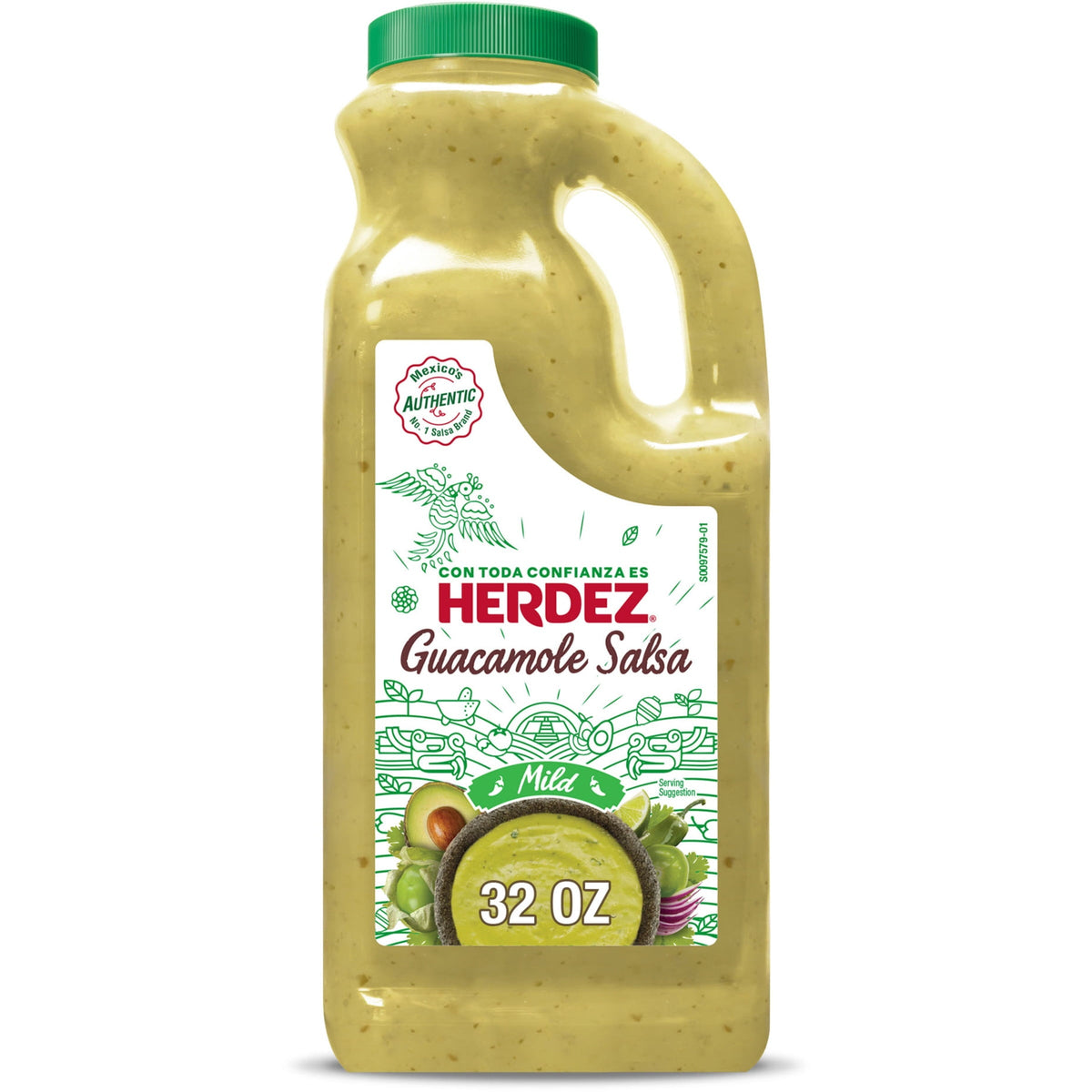 HERDEZ Guacamole Salsa Mild, Tortilla Chip Dip, Shelf Stable, 32 oz