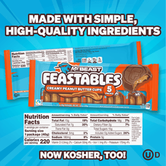 Feastables MrBeast Chocolate Peanut Butter Cups, 1.41 oz (40g), 5 Coun