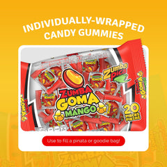 Zumba Pica Goma Mix Gummy Candy, Mexican Tamarind and Mango Candy, 20 Count
