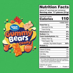 Great Value Gummy Bears Candy, 52 oz Bag